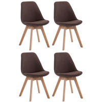 STUHL 4er Set Stoff braun - Eukalyptusholzfarben/Braun, Holz/Textil (48/84/55cm) - CLP