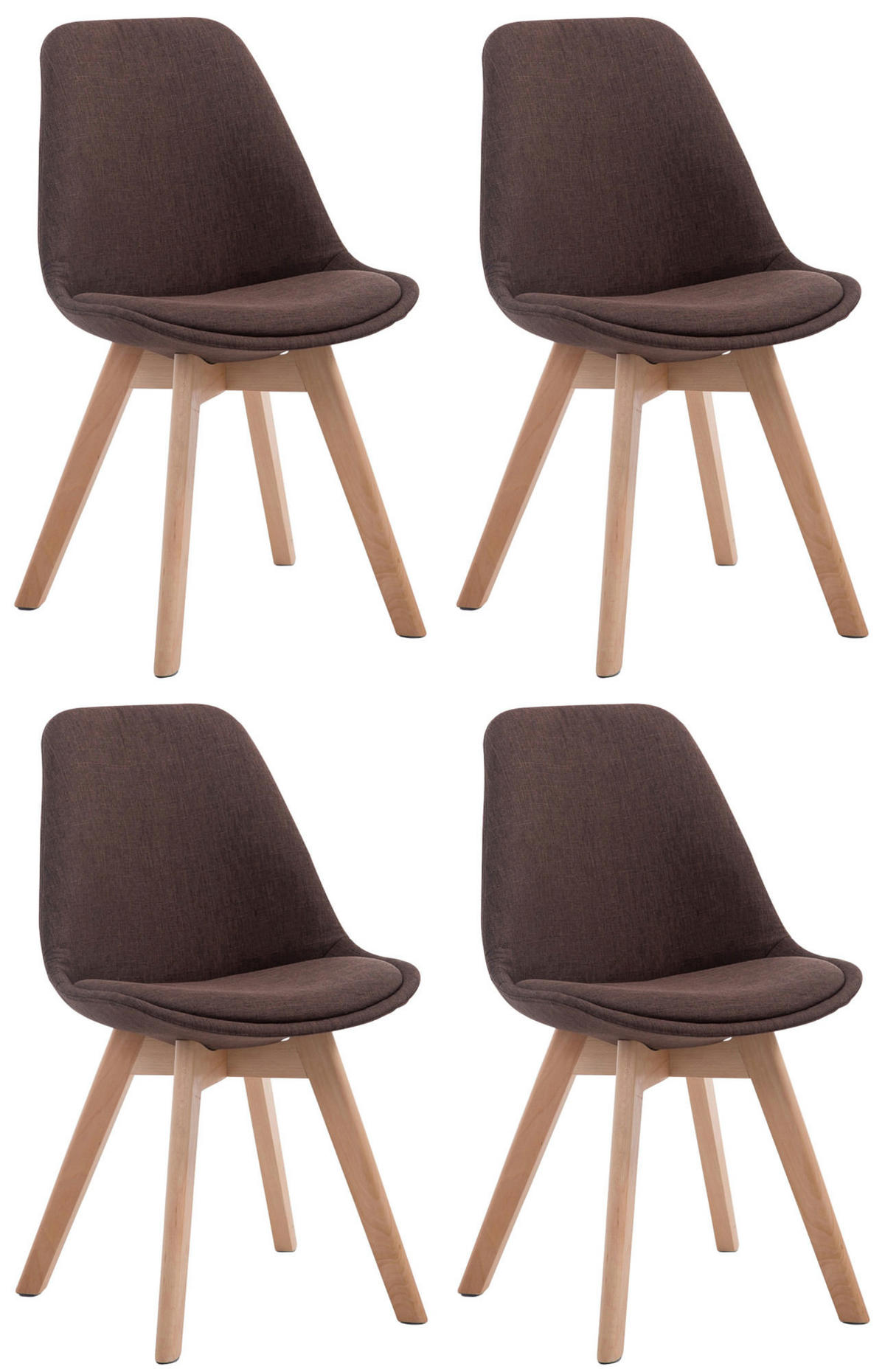 STUHL 4er Set Stoff braun - Eukalyptusholzfarben/Braun, Holz/Textil (48/84/55cm) - CLP