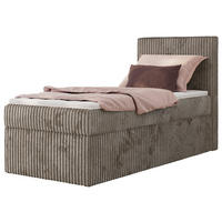 BOXBETT TILIANO 90/200 - Hellbraun Cord - H3 - Visco Topper - Rechts - Hellbraun, Textil (90/200cm) - MKS