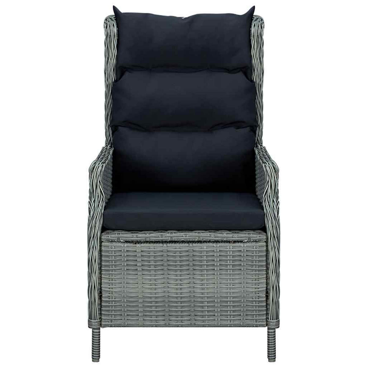 GARTENSESSEL mit verstellbarer Rückenlehne und Auflagen, 57/88/100 cm, aus Poly Rattan, Hellgrau - Hellgrau, Naturmaterialien/Textil (88/100/57cm) - vidaXL