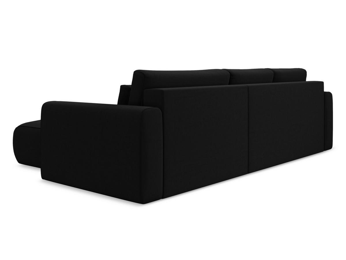 ECKSOFA mit Schlaffunktion Samt Stoff Schwarz - Schwarz, Kunststoff/Textil (278/149cm) - Makamii