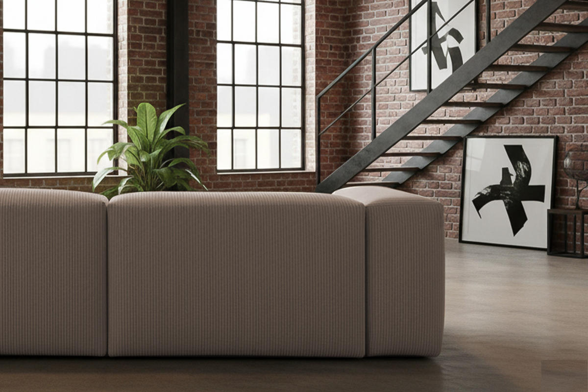 SOFA CELESTE Taupe Cord - Taupe/Schwarz, Kunststoff/Textil (302/72/114cm) - KAWOLA