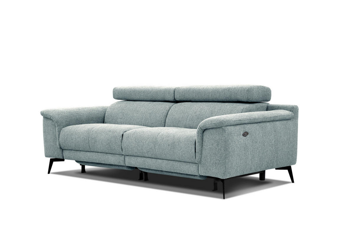 RELAXSOFA FIERO 3-Sitzer mit 2 Relaxfunktionen, mintgrün - Schwarz/Mintgrün, Holzwerkstoff/Textil (212/82/103cm) - Courtois Laville