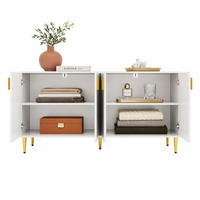 SIDEBOARD aus MDF 152x40x75 cm Weiß mit Wellenfront und goldfarbenen Griffen - Weiß, Holzwerkstoff (152/75/40cm) - IVMEU