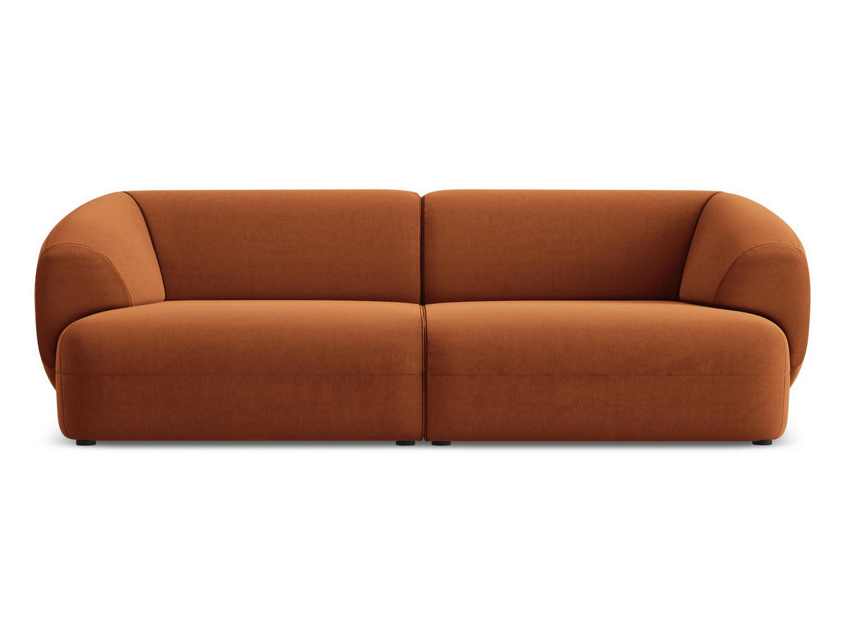 4-SITZER-SOFA Samt Stoff Orange - Terra cotta/Schwarz, Kunststoff/Textil (232/81/98cm) - Makamii