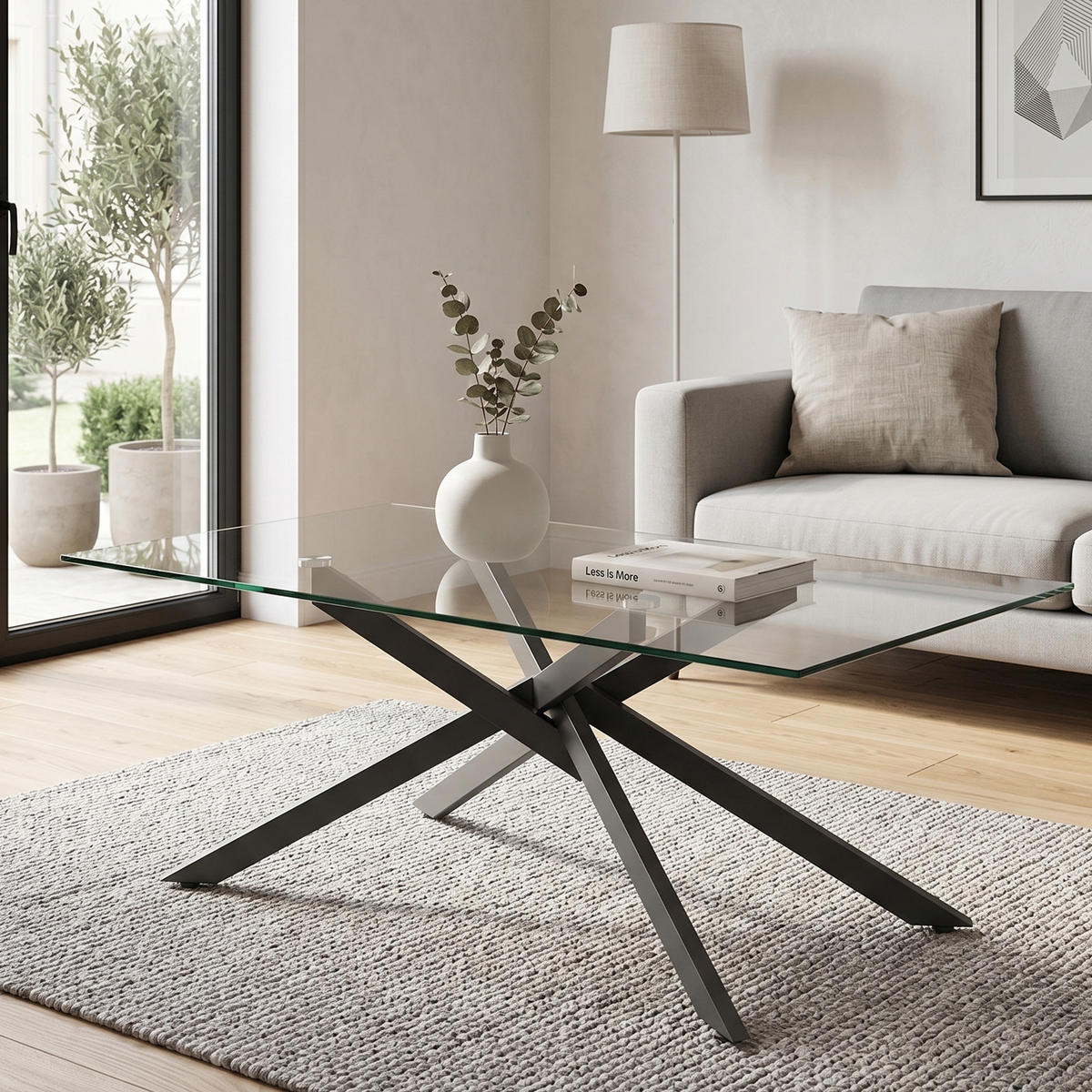 COUCHTISCH rechteckig Schwarz aus Sicherheitsglas/Metall 100/60/46 cm - Transparent/Schwarz, Glas/Metall (100/60/46cm)