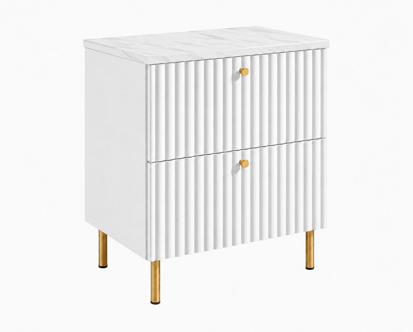 BADEZIMMERSCHRANK: Weiß / Platte Marmor Bianco / Griffe Gold / Beine Gold, 60 x 44,4 x 73,6 cm - Goldfarben/Weiß, Holzwerkstoff (60/73.6/44.4cm) - 3XE LIVING