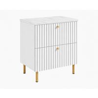 BADEZIMMERSCHRANK: Weiß / Platte Marmor Bianco / Griffe Gold / Beine Gold, 60 x 44,4 x 73,6 cm - Goldfarben/Weiß, Holzwerkstoff (60/73.6/44.4cm) - 3XE LIVING