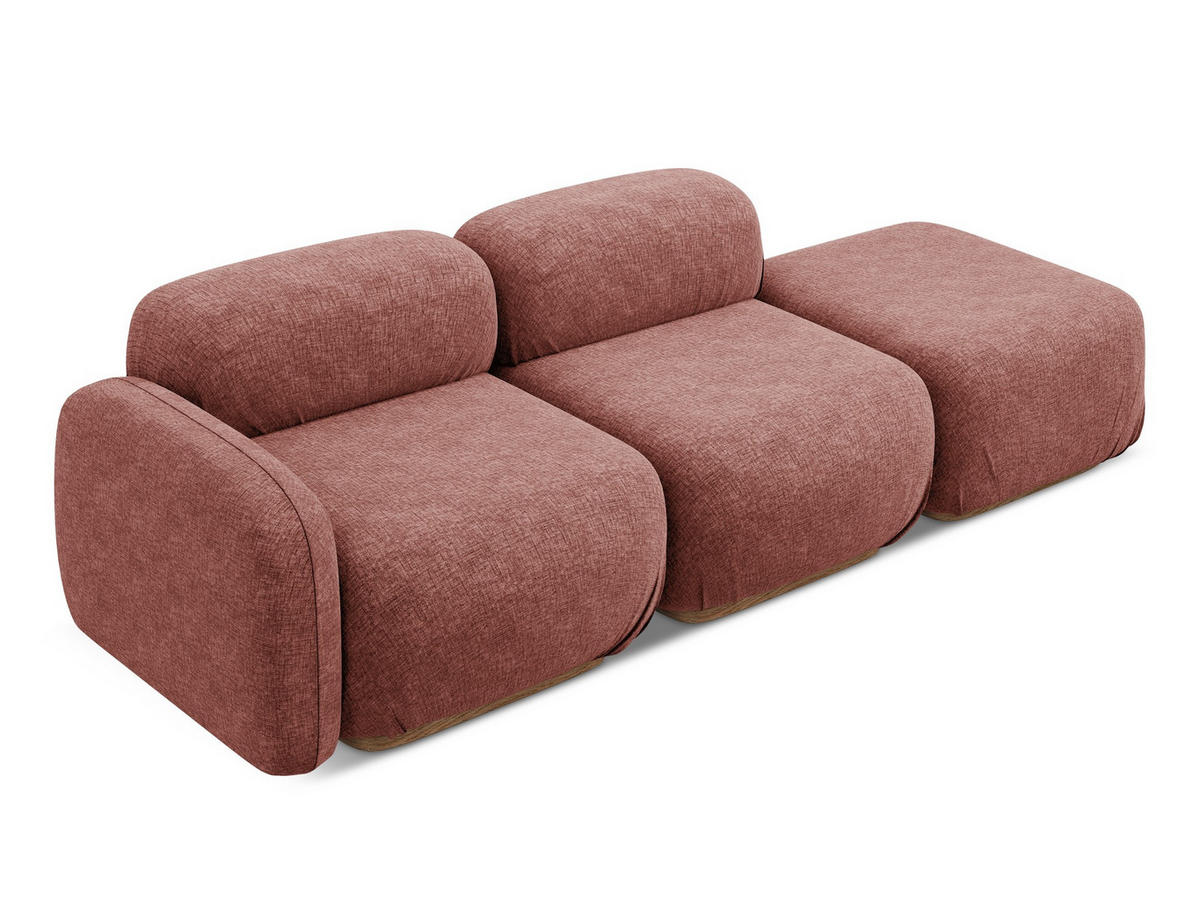3-SITZER SOFA Rechts Chenille Stoff Pink - Pink/Hellrosa, Holz/Textil (258/73/95cm) - Makamii