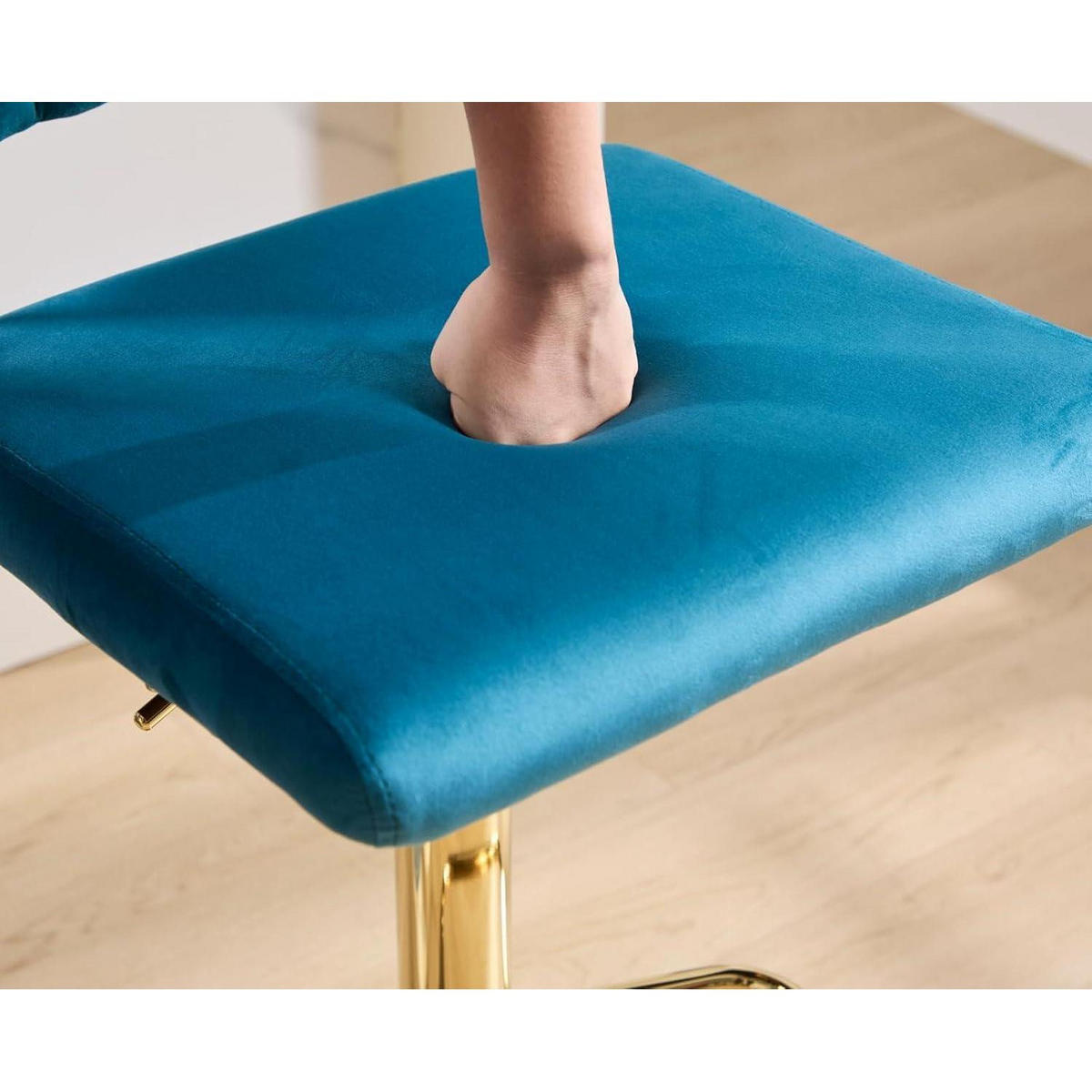BARHOCKER 4er Set, drehbar, höhenverstellbar, Samt, Teal - Petrol, Textil (52/88/43cm)
