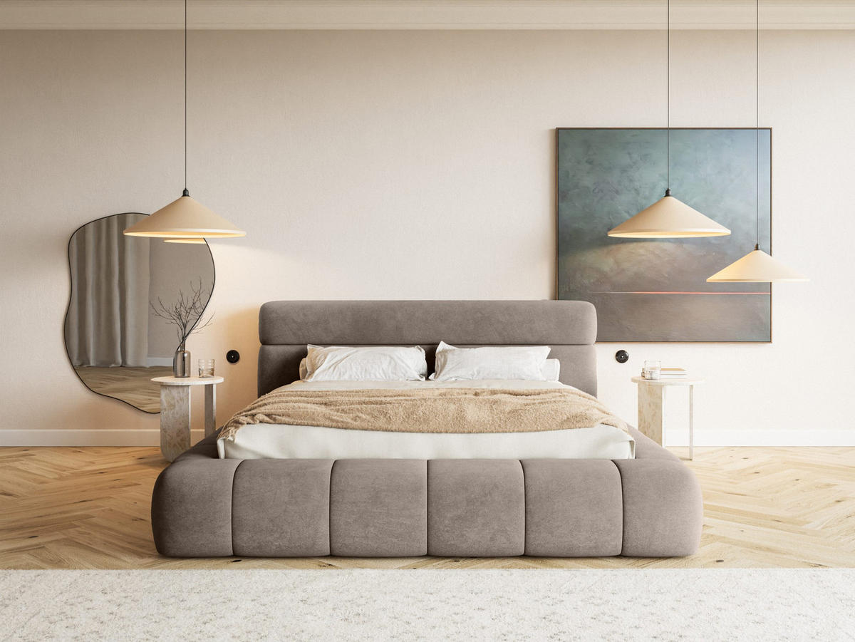 POLSTERBETT Nuuk 200x200 cm, Taupe - Taupe, Textil (200/200cm) - Fedve