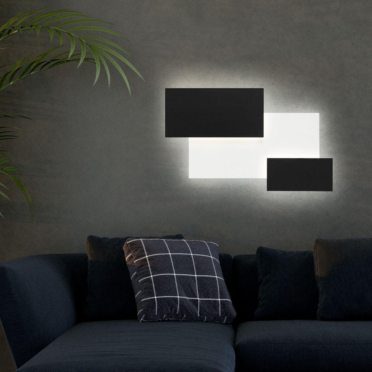 LED WANDLEUCHTE Metall Schwarz Glas satiniert - Schwarz, Glas (33/6.5/53cm) - Wofi