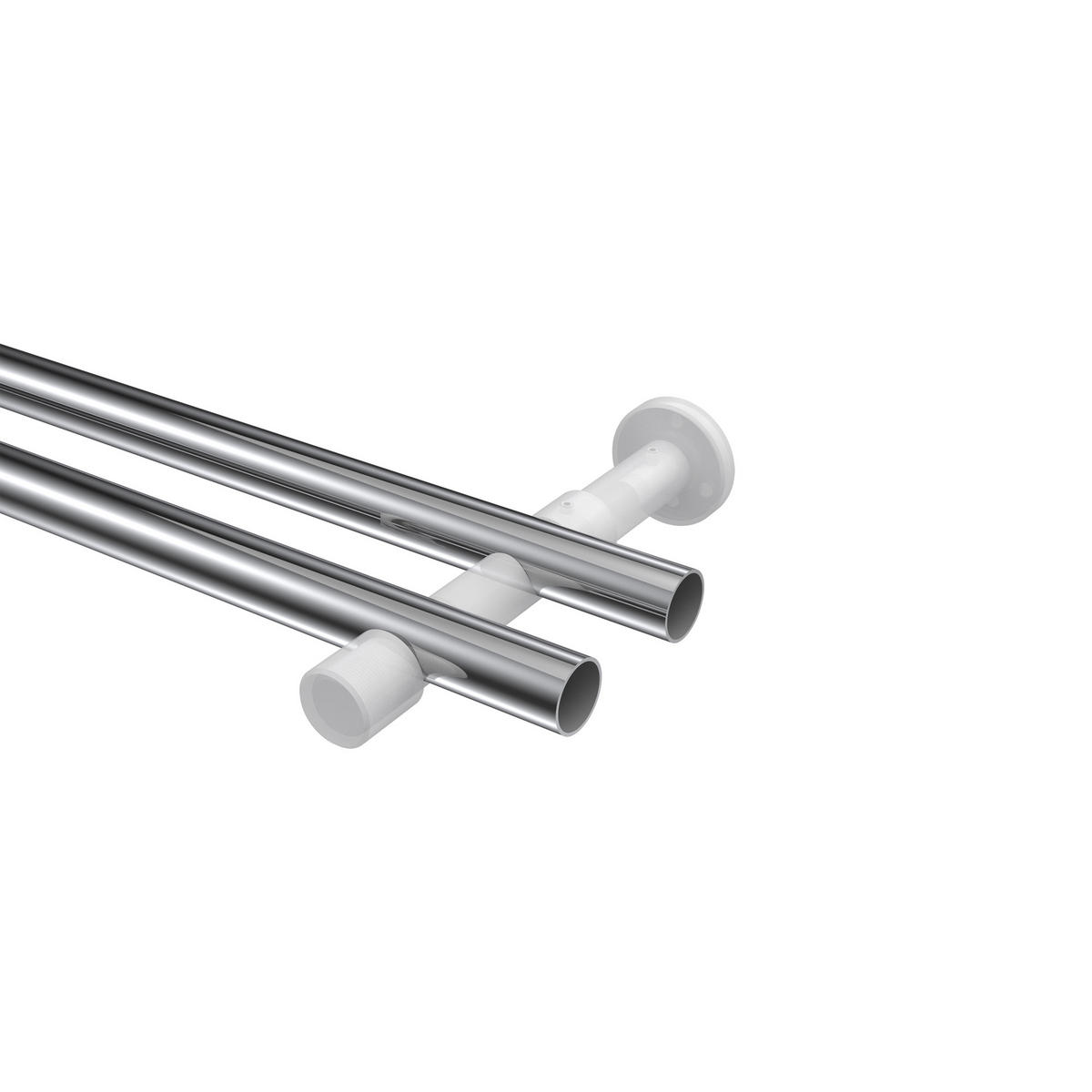 GARDINENSTANGEN-SET Prestige Elanto 180 cm, 2-läufig (ohne Ringe), 20 mm Ø Chrom - Chromfarben, Metall (180cm) - INTERDECO