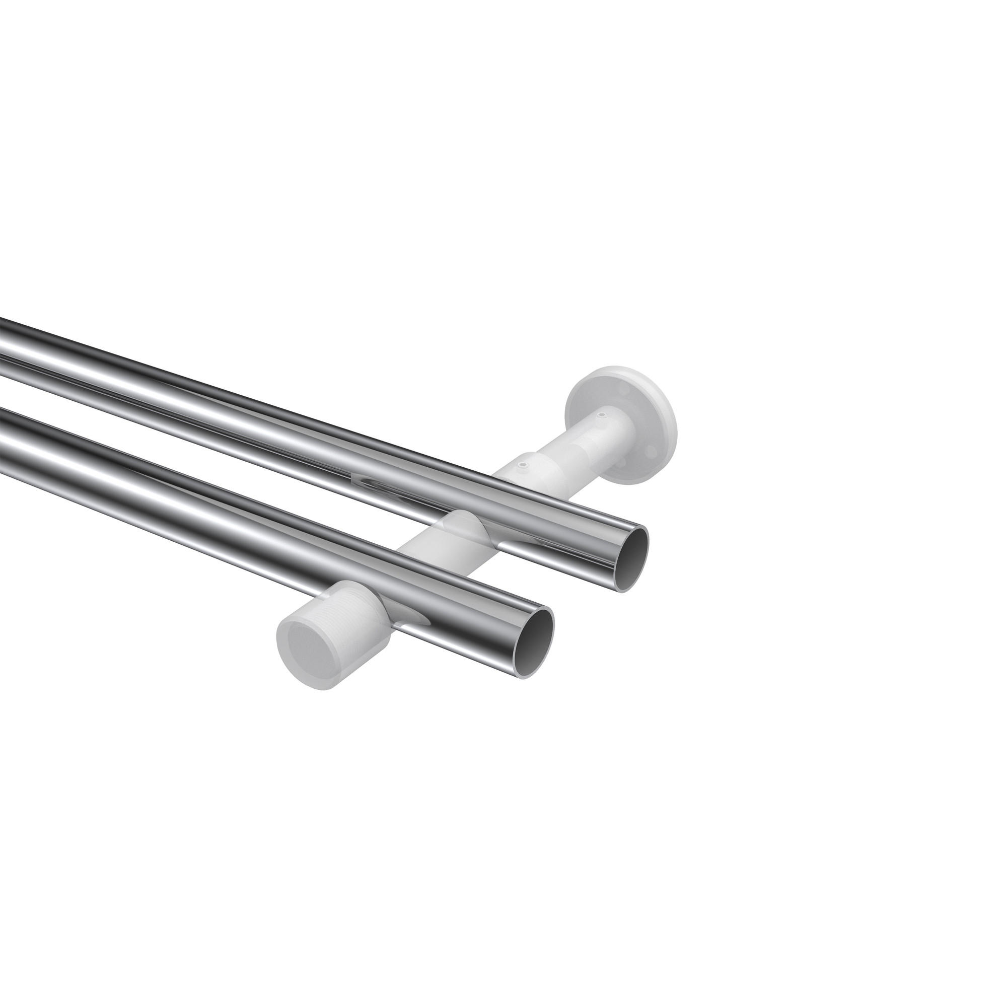 Thumbnail - Interdeco Gardinenstangen-Set, Chrom, Weiß, Metall, 240 cm, Wohntextilien, Gardinen & Vorhänge, Gardinen-Stangen