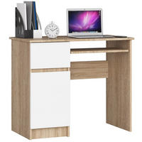 SCHREIBTISCH Eiche Sonoma, Weiß 77/90/50 - Weiß/Sonoma Eiche, Holzwerkstoff (50/90/77cm) - RAUMHIRSCH FURNITURE