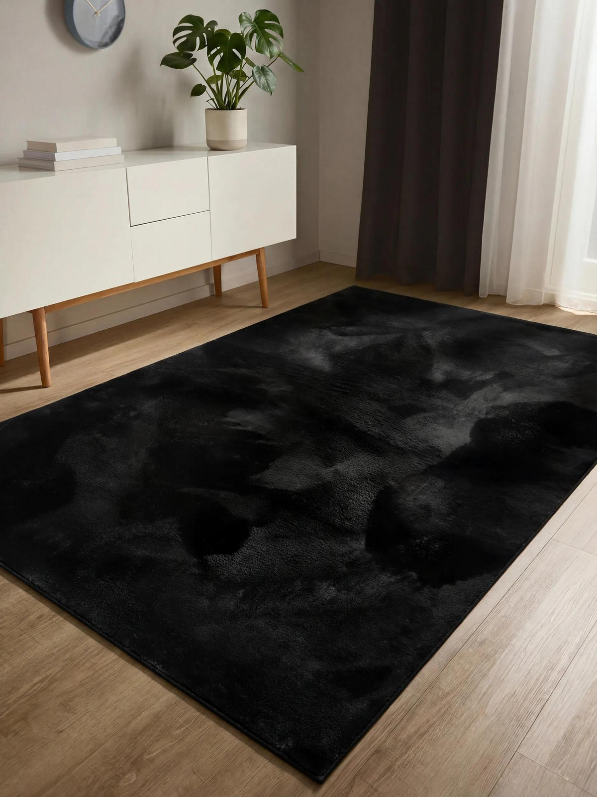 KUNSTFELLTEPPICH Furry Schwarz 200/290 cm - Schwarz, Kunststoff/Textil (200/290cm) - benuta