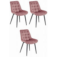 ESSZIMMERSTUHL 3-er Set BERA dunkelrosa Sitz, schwarze Beine - Dunkelrosa/Schwarz, Textil (54/88/60cm) - Valora