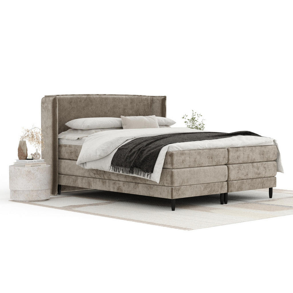 Thumbnail - Maison de Reve Boxspringbett, Beige, Textil, Buche, Kiefer, H2 + H3, Höhe ca. 36 cm, 140x200 cm, Oeko-Tex® Standard 100,...