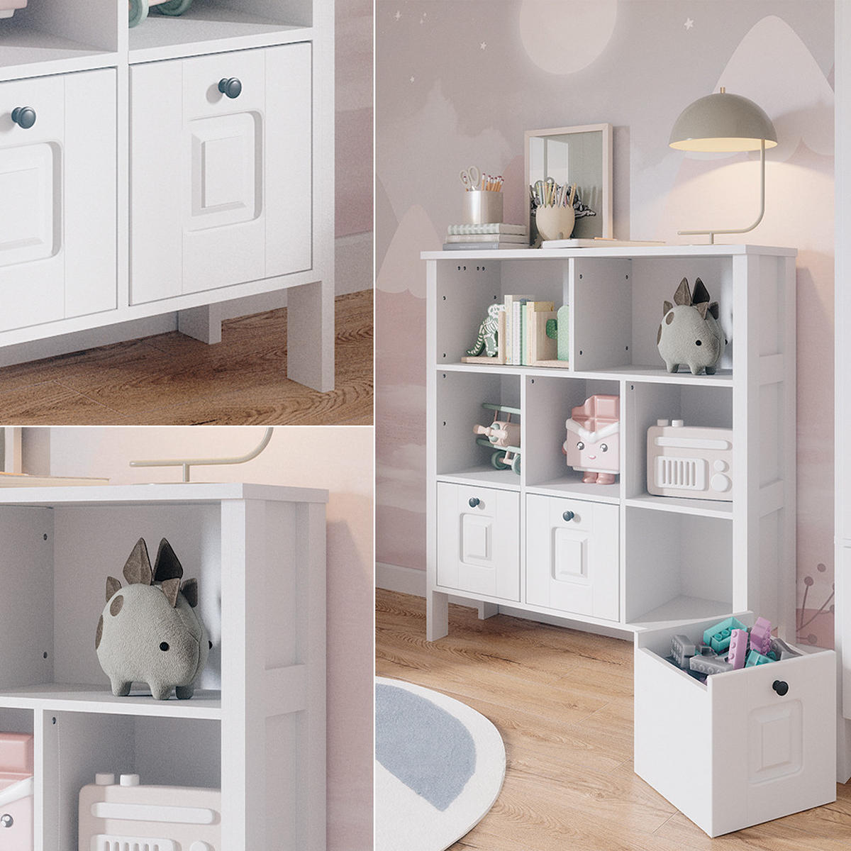 KINDERREGAL Ajaton Weiß 103.6 x 113.4 cm - Weiß, Holzwerkstoff (103.6/113.4/32.6cm) - VitaliSpa