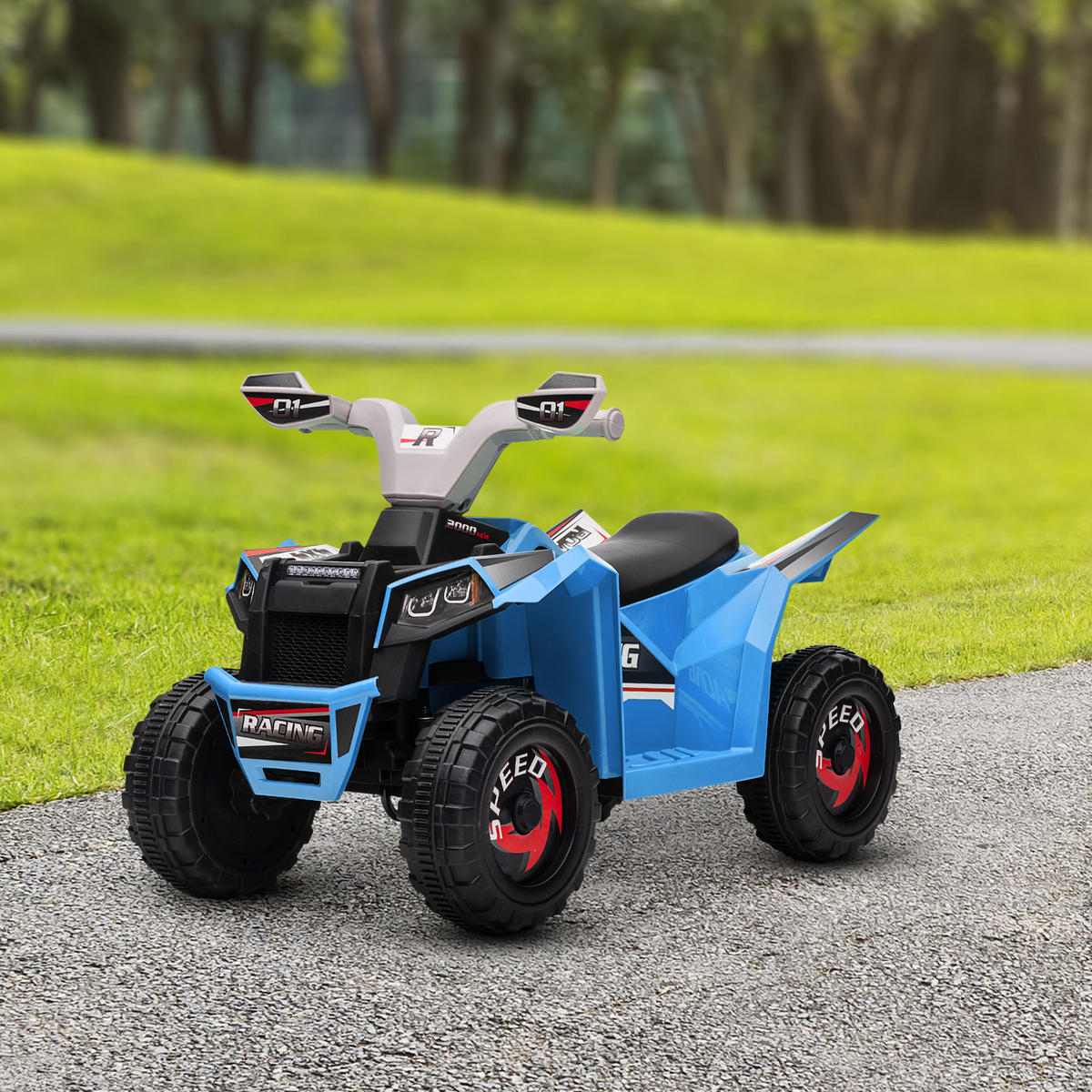 MINI ELEKTRO-QUAD KINDER, Blau/Rosa/Weiß, Kunststoff+ Metall - Blau, Metall (70/41.5/48.5cm) - HOMCOM