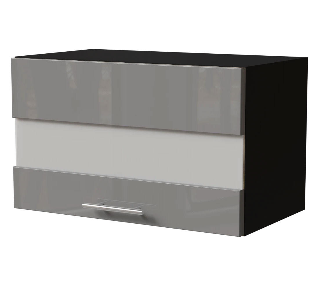 KLAPPHÄNGESCHRANK Essen W4BS/60/LAM Grau Hochglanz / Schwarz Matt 60 / 32,5 / 36cm - Schwarz/Grau, Holz/Holzwerkstoff (60/36/32.5cm) - Feldmann-Wohnen