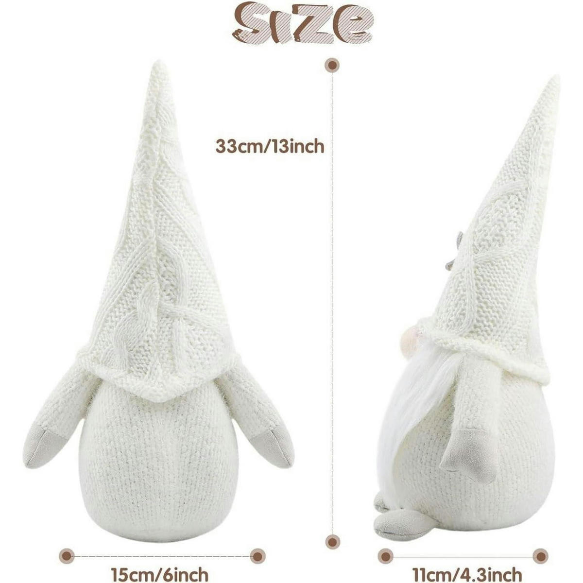 WEIHNACHTSWICHTEL mit Geweih 33 cm weiß - Weiß, Fell (11/33/15cm)