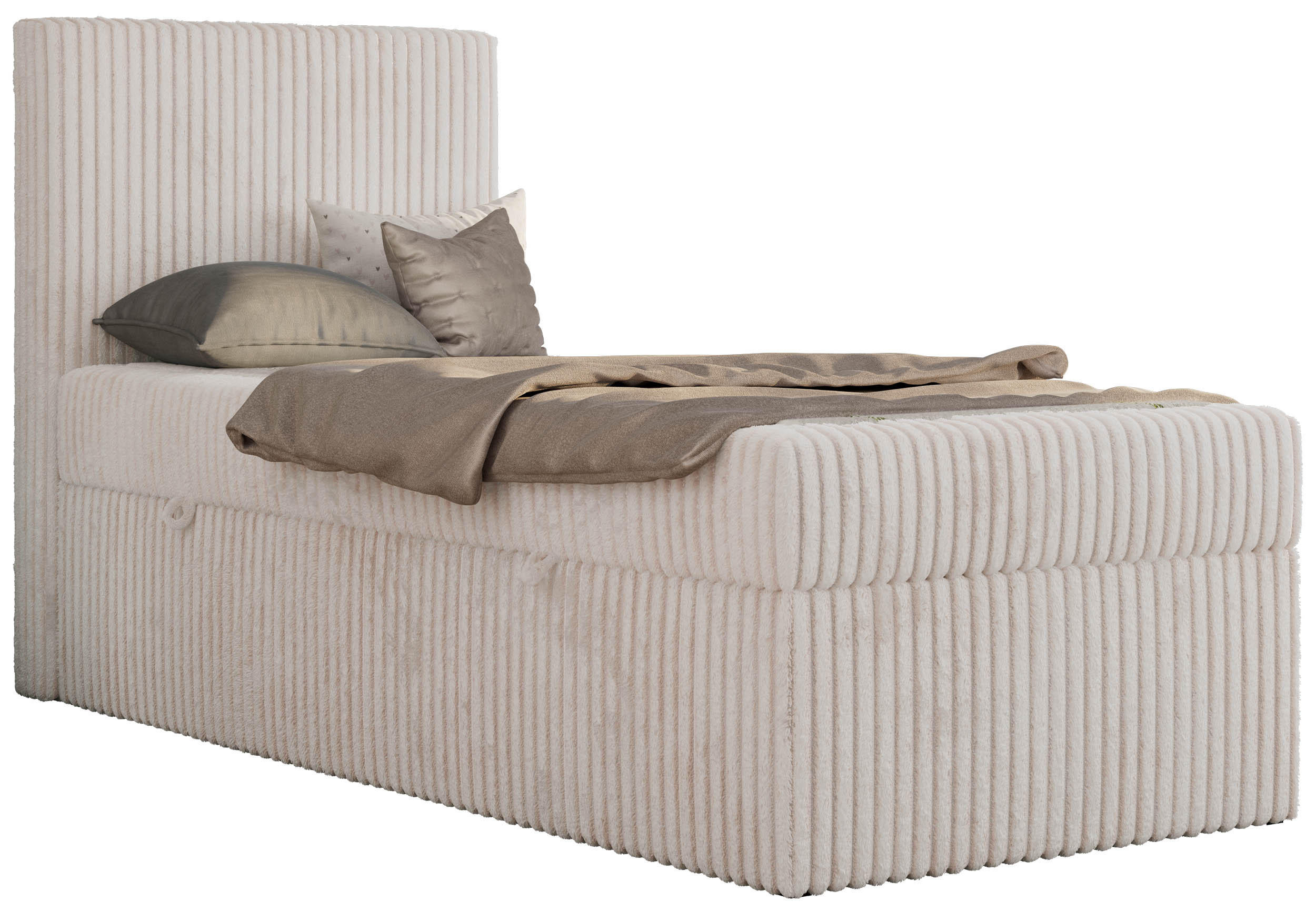 JUGENDBETT TILIO 90/200 - Beige - H4 - Links Seite - Beige, Textil (90/200cm) - MKS