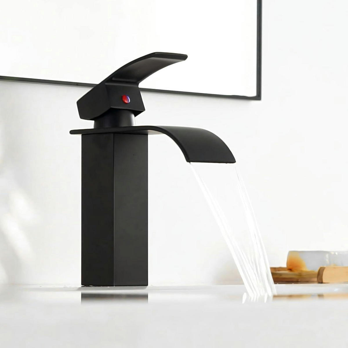 WASCHTISCHARMATUR Wasserfall Schwarz matt 114 mm - Schwarz, Metall (11.5/14.4/18.3cm)