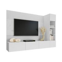 WOHNWAND Deromi II - Weiß, Holzwerkstoff (220/150/38cm) - MIRJAN24