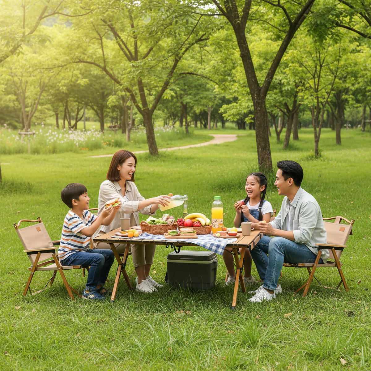 CAMPINGTISCH - Hellbraun, Kunststoff/Metall (60/90/44cm) - Relaxdays