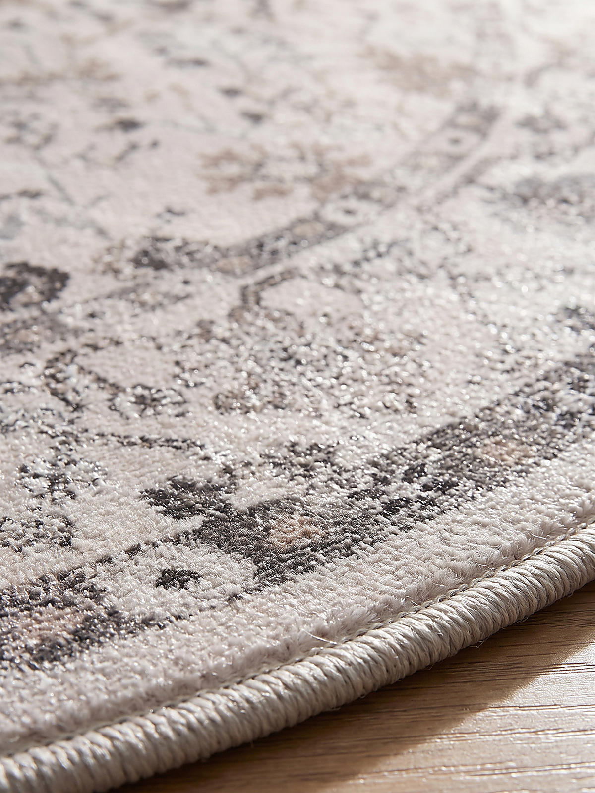 TEPPICH Kurzflor, waschbar, mit floralen Ornamenten, VERNANTE in Creme, Ø 200 cm - Beige, Textil (200/200cm) - KADIMA DESIGN