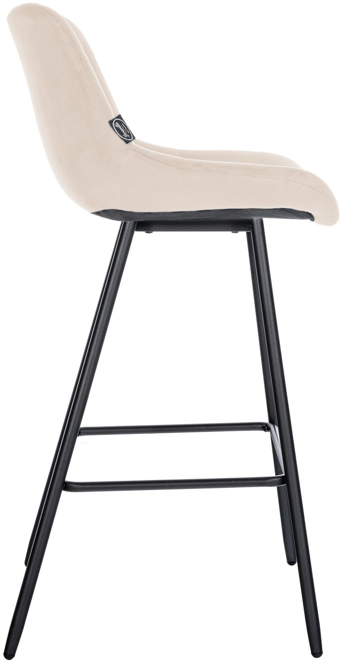 BARHOCKER Samt creme - Creme/Schwarz, Textil/Metall (49/104/56cm) - CLP