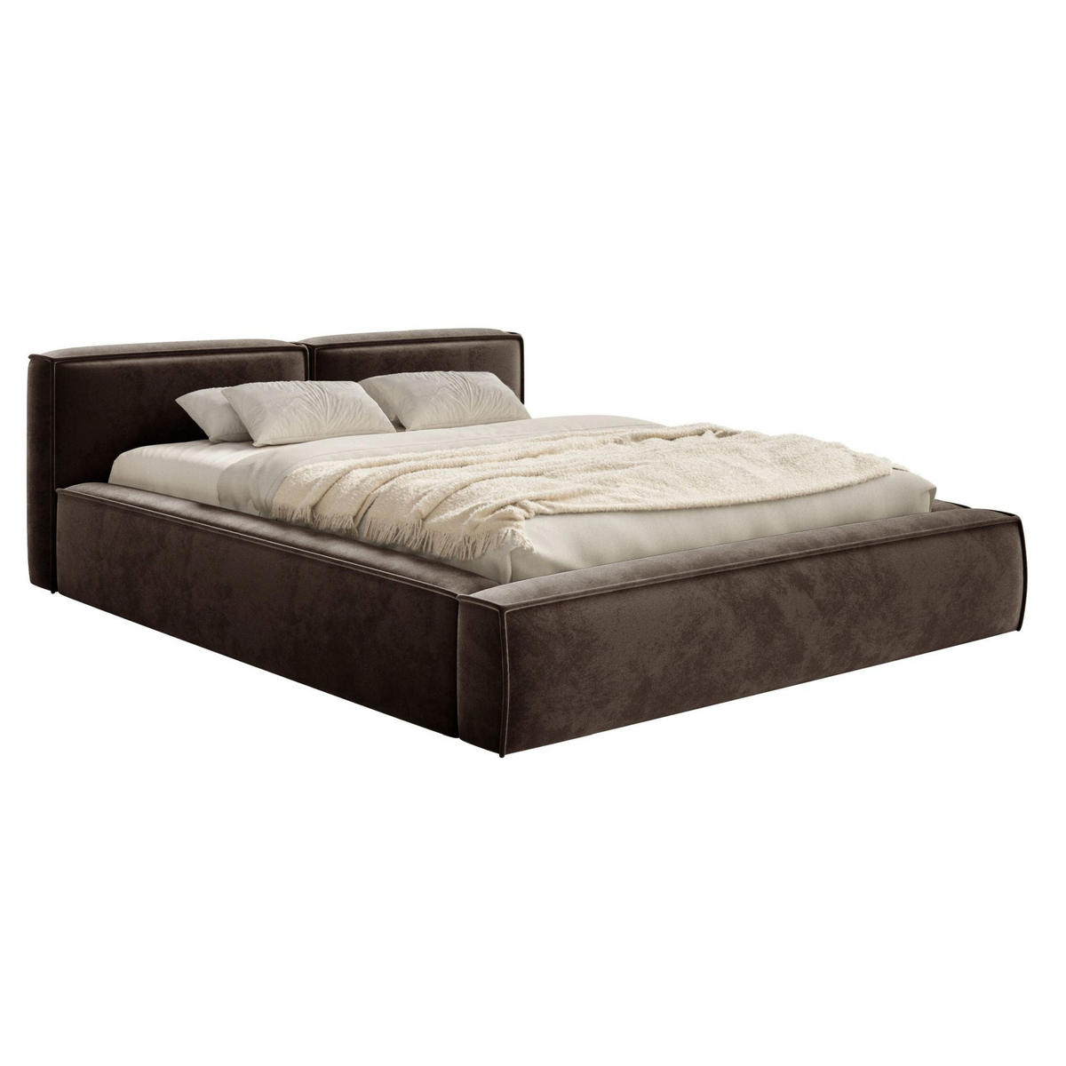 POLSTERBETT Tilves Slim Braun 140x200 cm - Schwarz/Braun, Kunststoff/Textil (140/200cm) - Selsey