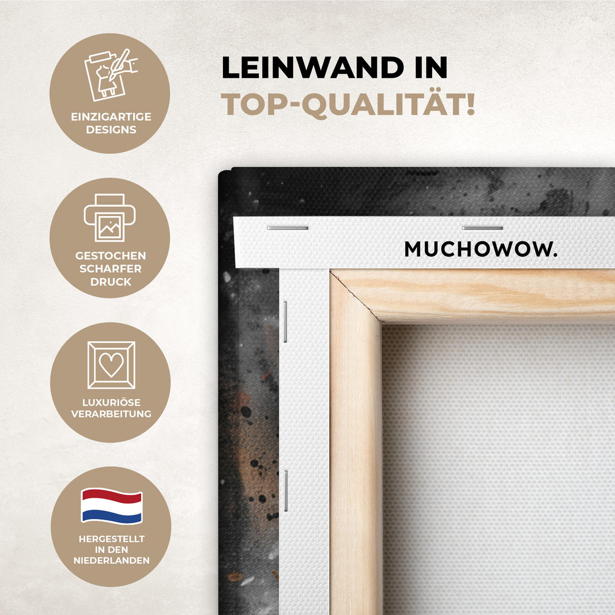 LEINWANDBILD Tiger - Tiere - Porträt - Luxus - Schwarz 60x90 cm - Anthrazit, Textil (60/90cm) - MuchoWow