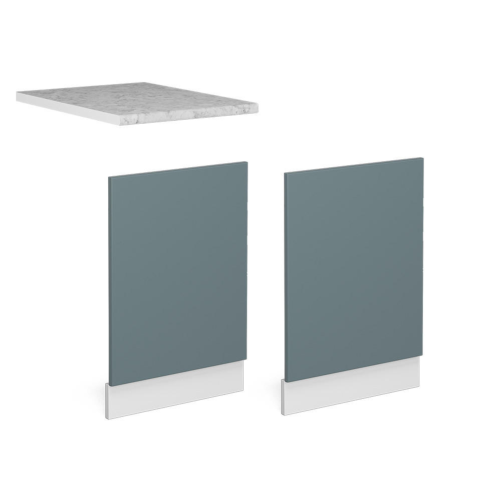 FRONTBLENDE R-Line Blau-Grau 45 cm, AP Marmor - Blaugrau/Weiß, Holzwerkstoff (45/57.2/1.6cm) - Vicco
