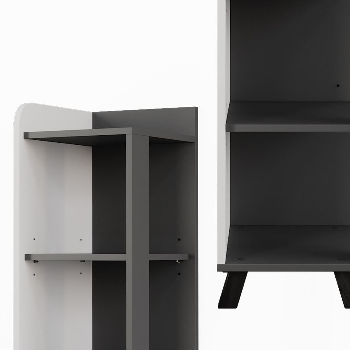 MIDISCHRANK Karen Anthrazit/Weiß 30 x 128 cm mit Fächern - Anthrazit/Weiß, Holzwerkstoff (30/128/35cm) - Vicco