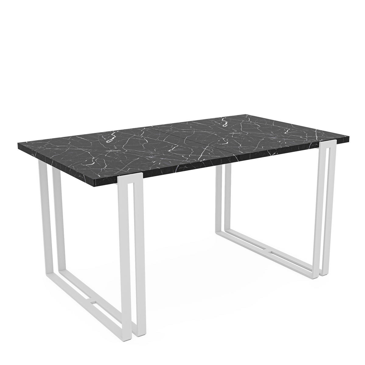 TISCH ausziehbar aus MDF, Schwarz - Schwarz/Weiß, Holzwerkstoff (120/80/76cm) - Idohome