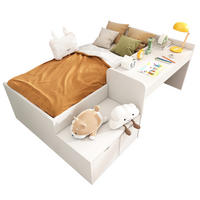 KINDERBETT 90/200 cm Weiß aus Kiefer-Massivholz und MDF mit Schreibtisch und Schubladen - Weiß, Holz (90/200cm) - OKMYHOME