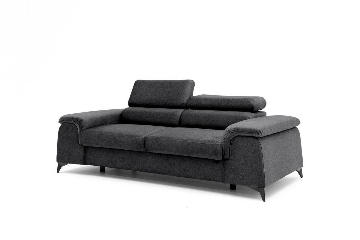 2-SITZER-SOFA PLAZA 200 cm Velours Dunkelgrau - Dunkelgrau/Schwarz, Holz/Textil (200/90/100cm) - Muffo