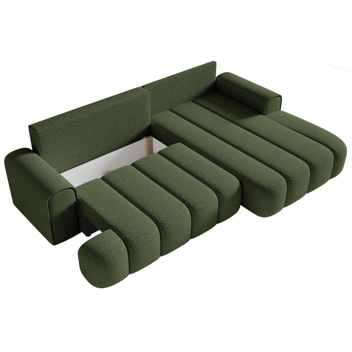 ECKSOFA Dandelino Khaki mit Bouclé-Bezug, rechts - Schwarz/Grün, Kunststoff/Textil (275/168cm) - Selsey