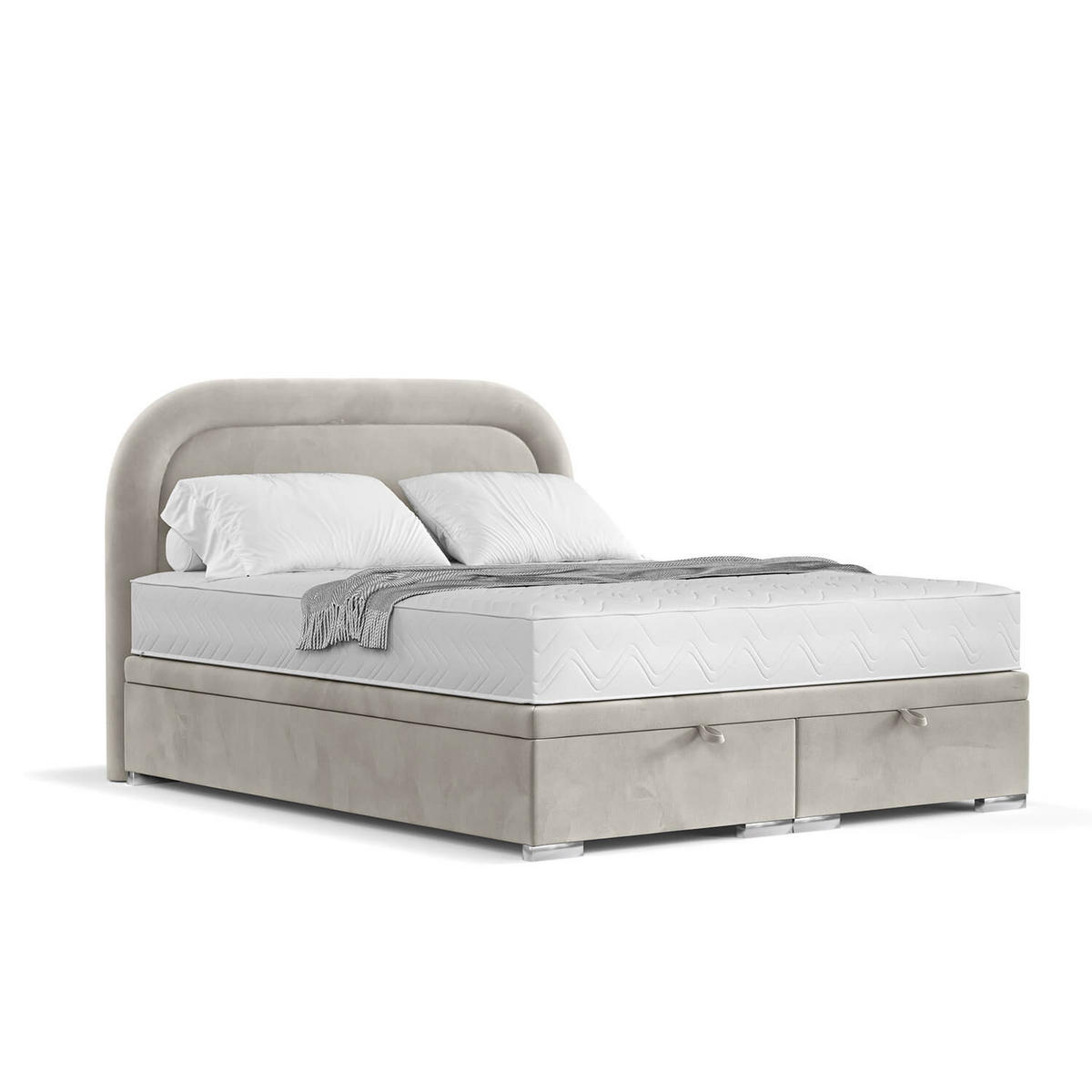 POLSTERBETT Harmony mit Stauraum 180/200 cm Hellbeige im Uttario Stoff - Chromfarben/Beige, Holz/Holzwerkstoff (180/200cm) - AltaBeds