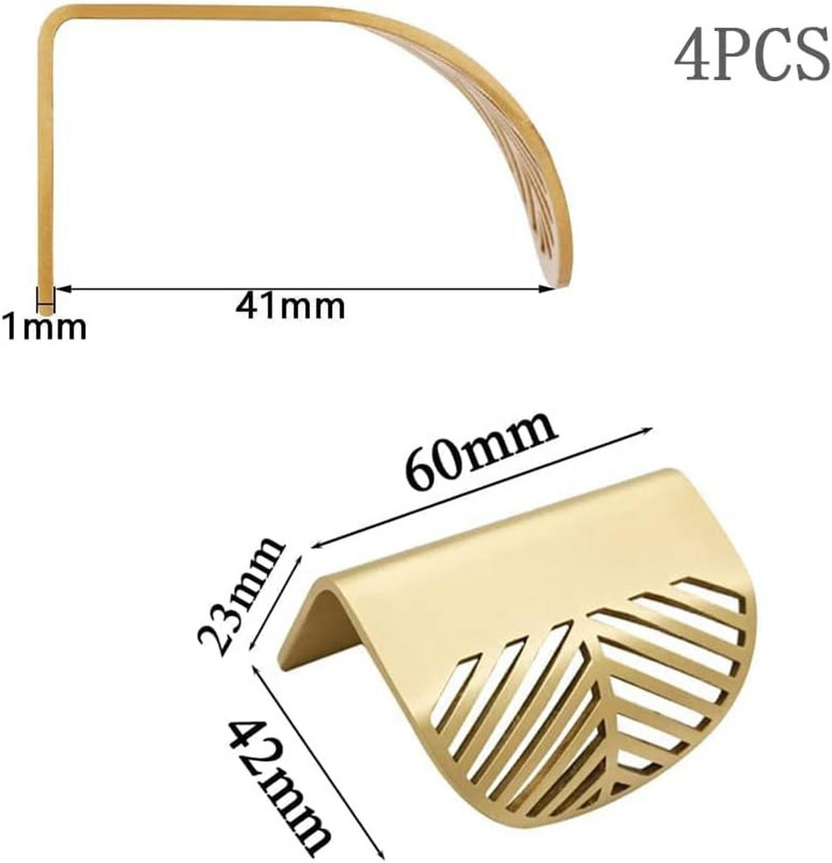 SCHRANKKNOPF Gold Sechskant 6er-Set 30x21 mm Messing - Goldfarben, Metall (2.3/4.2/6cm)