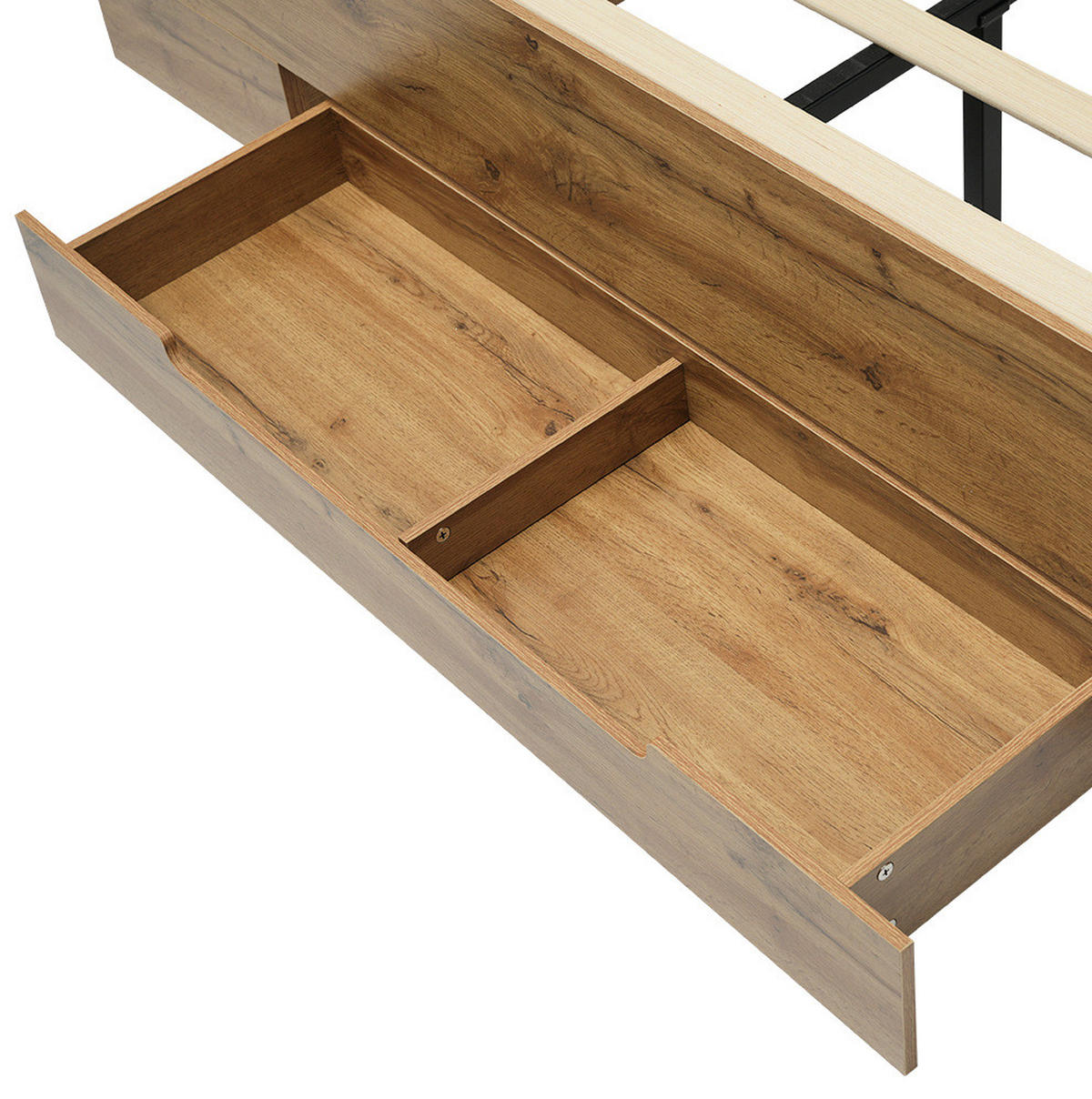 POLSTERBETT 180/200 cm Eiche aus Holz und Metall mit LED und Stauraum - Eichefarben, Metall (180/200cm) - OKMYHOME