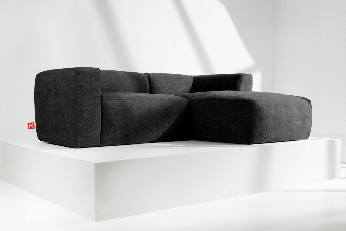 ECKMODULSOFA-RECHTS BUFFO 3/4 Sitzer mit extrem weicher Sitzfläche, Gewebestoff, graphit - Graphitfarben, Textil (237/180cm) - KONSIMO®