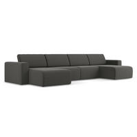 WOHNLANDSCHAFT Samt Stoff Grau - Dunkelgrau/Schwarz, Kunststoff/Textil (404/80/167cm) - Makamii