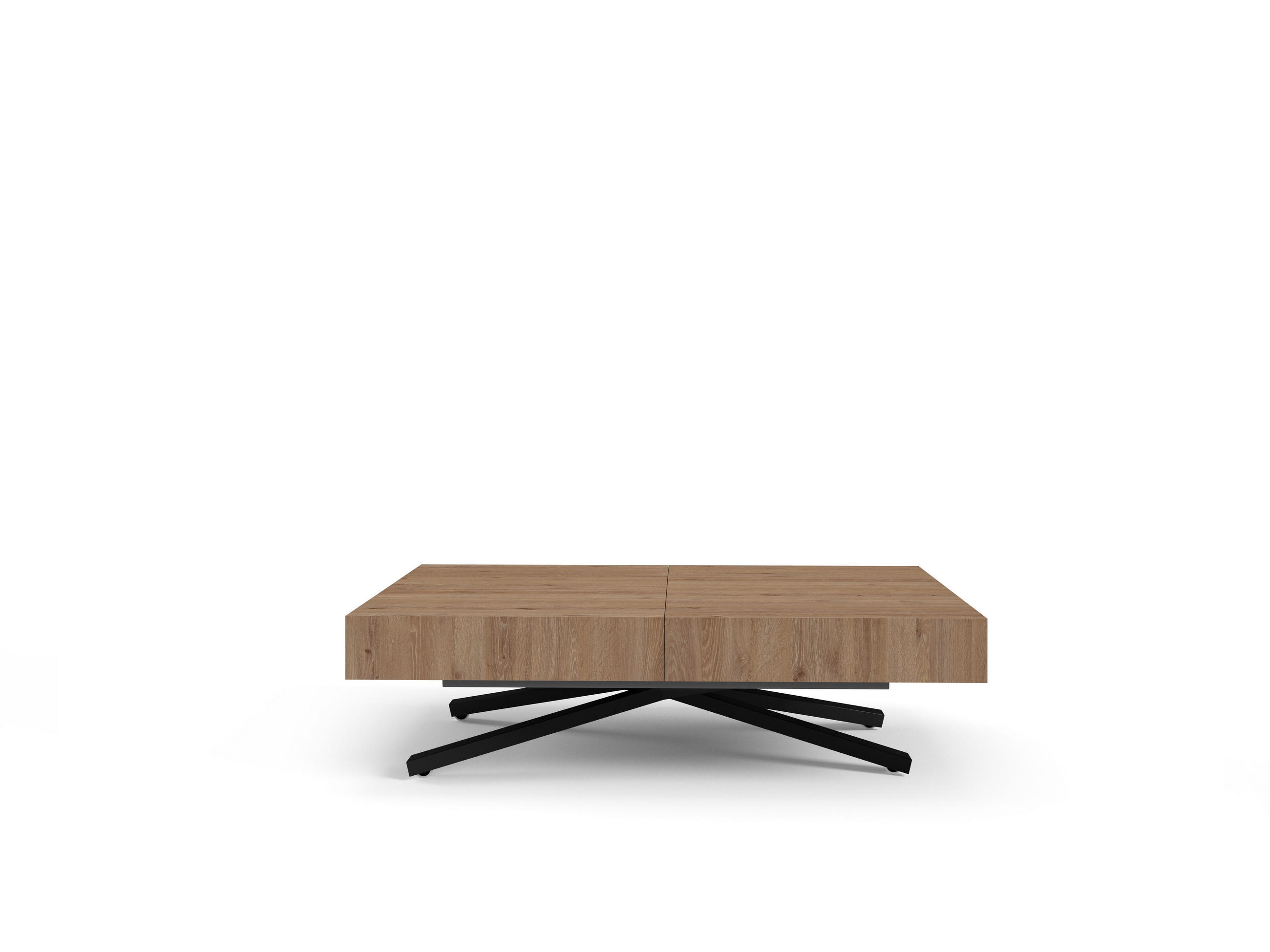 COUCHTISCH SANNA X - Trüffeleichefarben/Schwarz, Holzwerkstoff/Metall (80/120/27cm) - Meblini