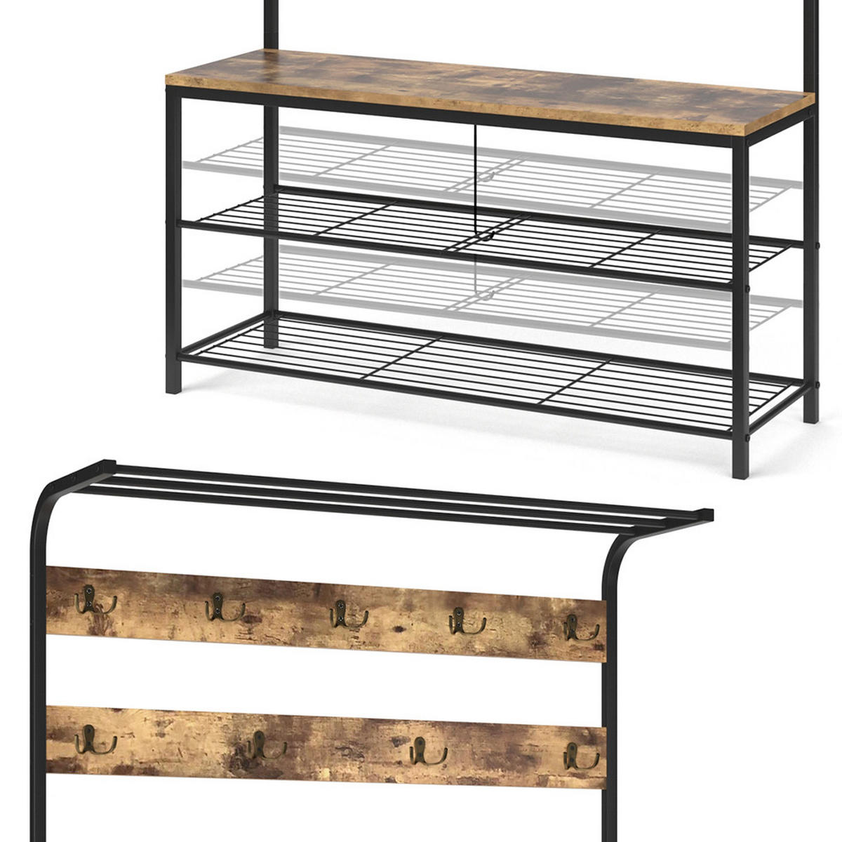 GARDEROBE Fyrk Antikholz 100 x 190 cm - Eichefarben/Schwarz, Holzwerkstoff (100/190/30cm) - Vicco