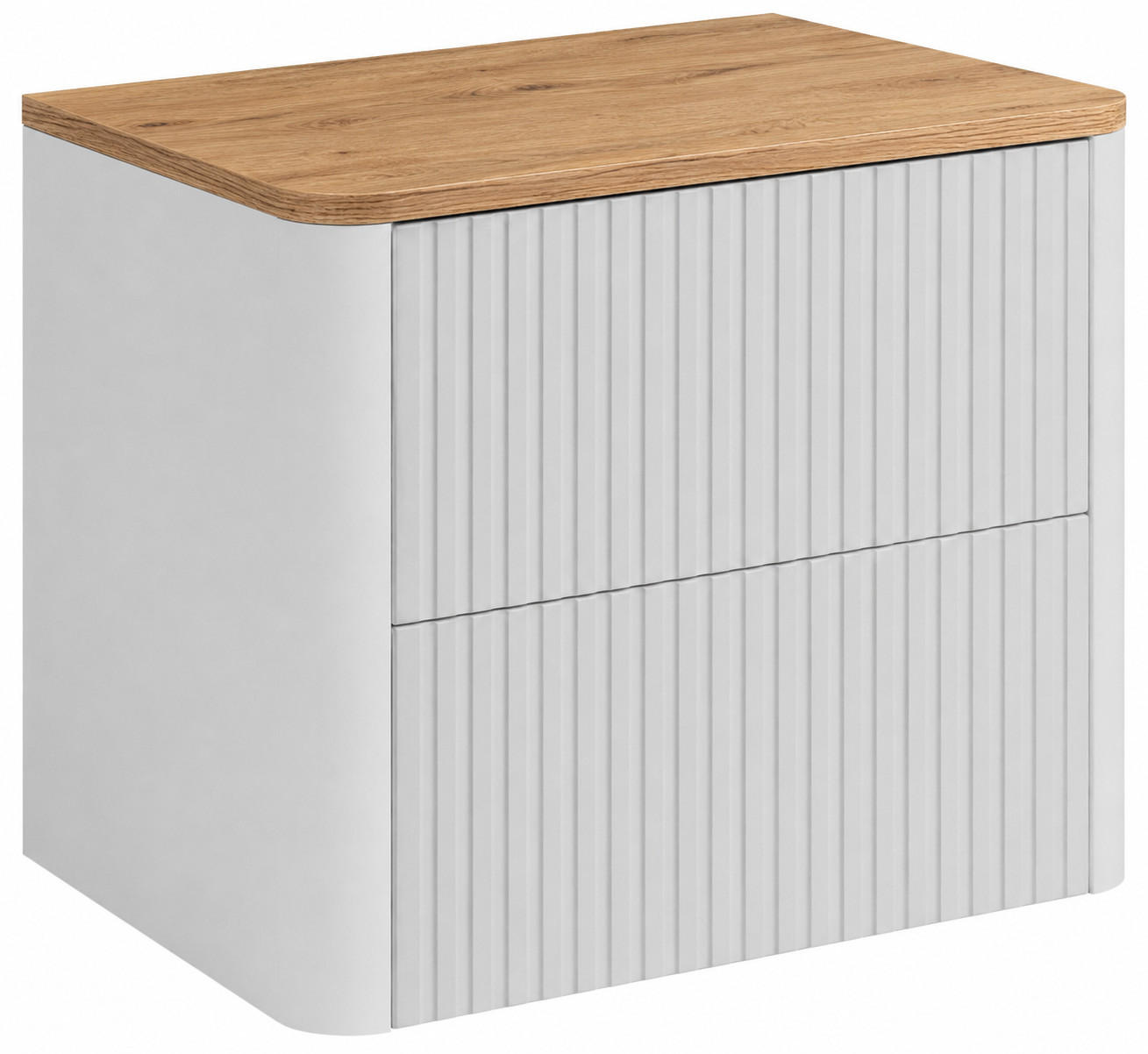 BADEZIMMERSCHRANK: Weiß, Platte Craft-Eiche, 60,8 x 44,2 x 50 cm - Eichefarben/Weiß, Holzwerkstoff (60.8/48.4/44.2cm) - 3XE LIVING