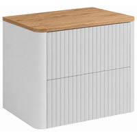 BADEZIMMERSCHRANK: Weiß, Platte Craft-Eiche, 60,8 x 44,2 x 50 cm - Eichefarben/Weiß, Holzwerkstoff (60.8/48.4/44.2cm) - 3XE LIVING
