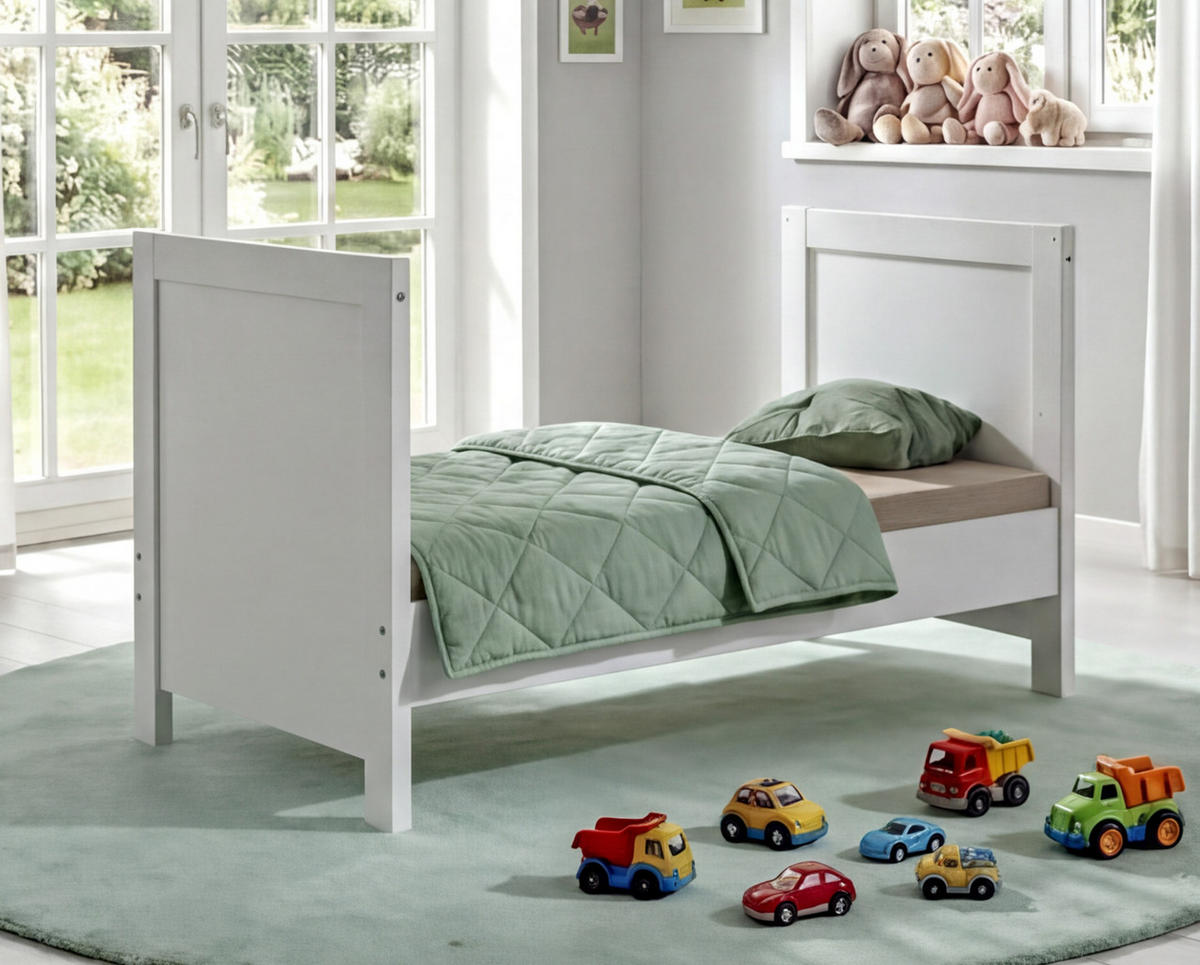 BABYZIMMER-ZUBEHÖR: Seitenteile B140/H19/T2 cm für Babybett zum Umbau als Juniorbett, Landhausstil Weiß / 22800-01 - Weiß, Holzwerkstoff/Metall - luma-home